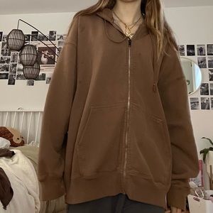 brandy melville brown zip up